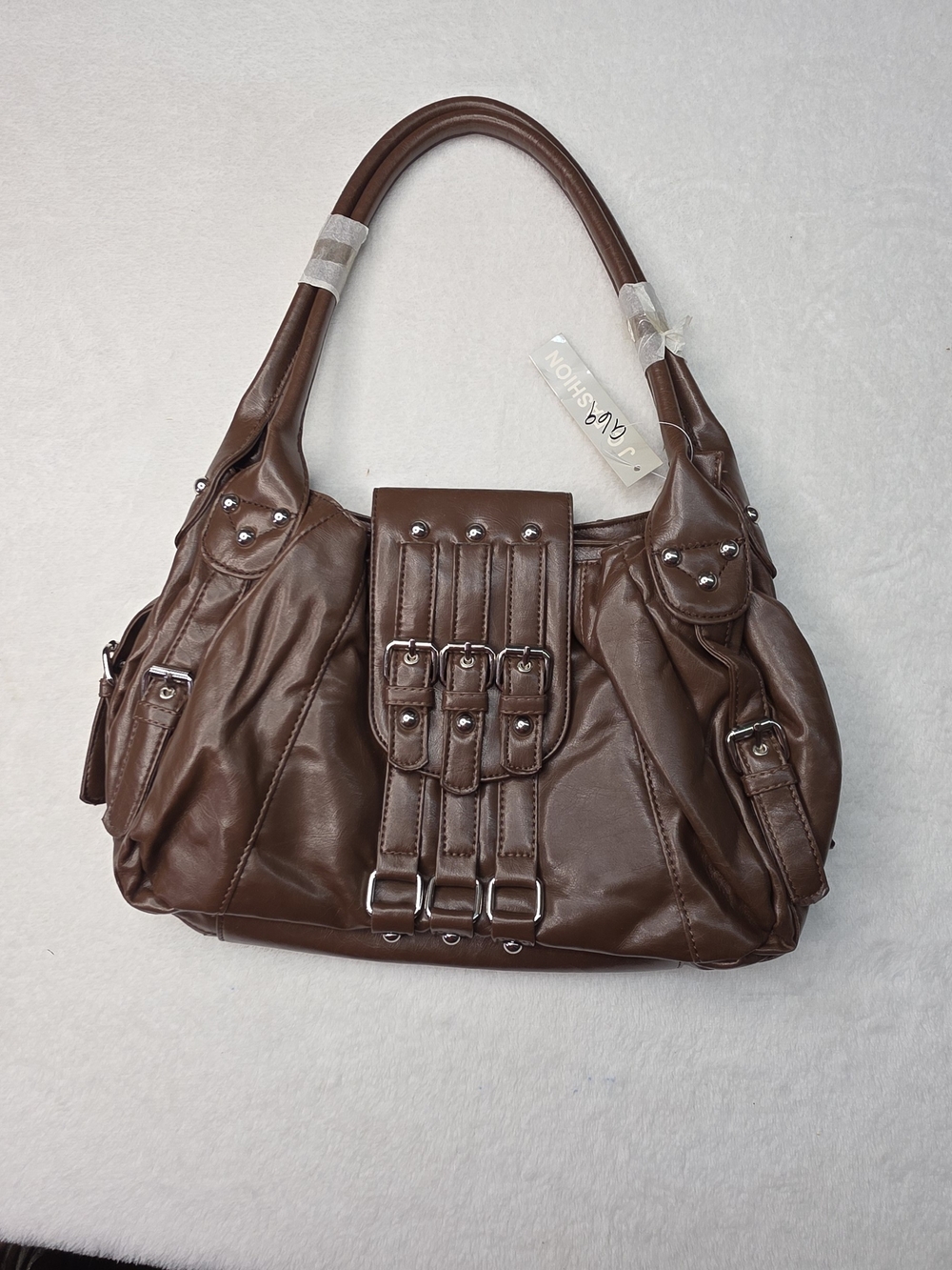 Classic Buckle-Accent Women's Shoulder Bag in Brown